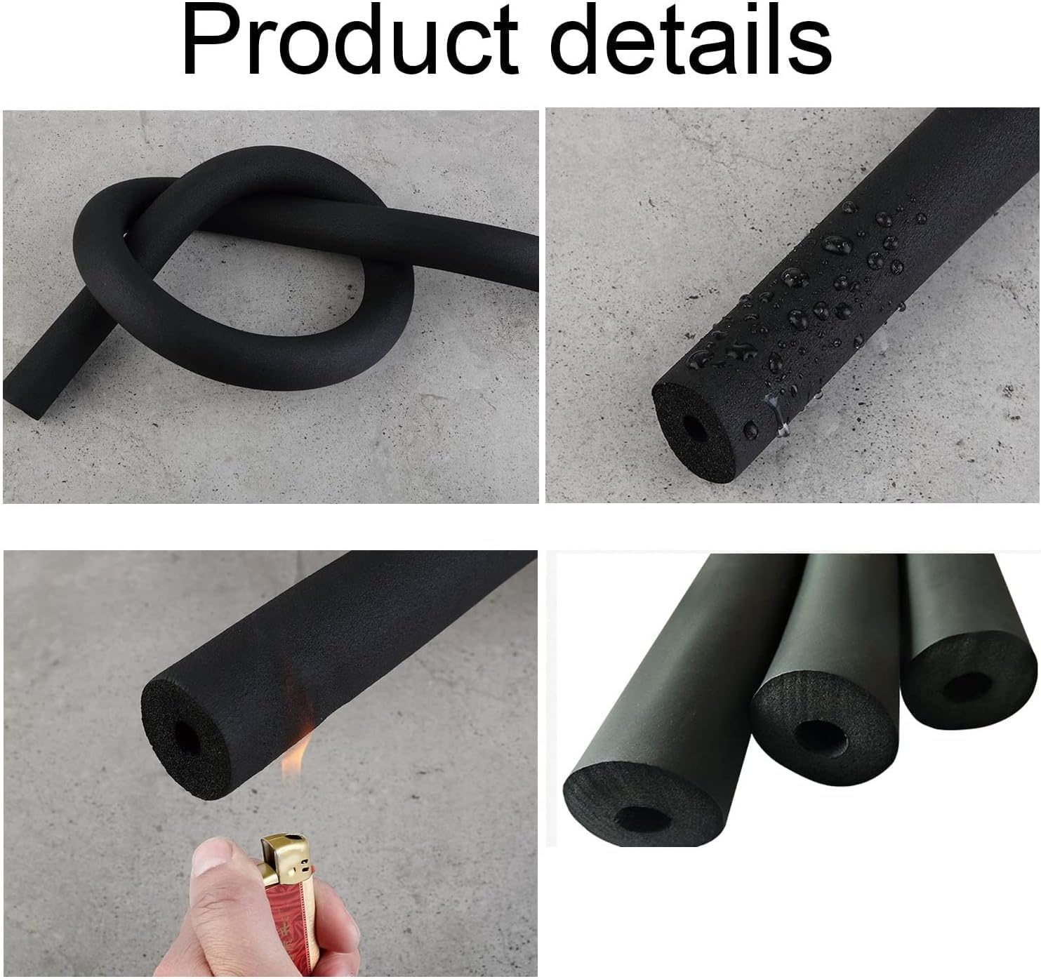 Spinxx 1/2" ID X 3/8" THK Foam Heat Insulated Tube for Air Conditioner AC Pipe, Foam Rubber Tube, 5.9 Feet, 13 X 9 mm, Pack of 1 4