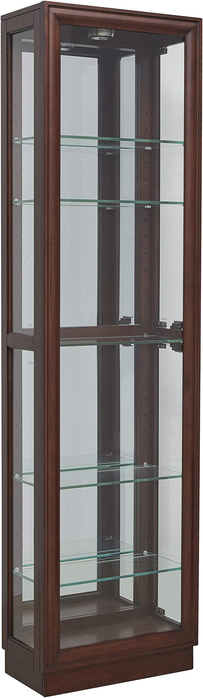 Pulaski Side Entry Curio Display Cabinet, 21.0" L x 11.0" W x 77.0" H, Cherry