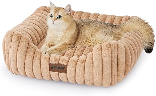 Camas pequeñas para perros pequeños, camas lavables para gatos de interior, cama ortopédica rectangular para cachorros con funda extraíble
