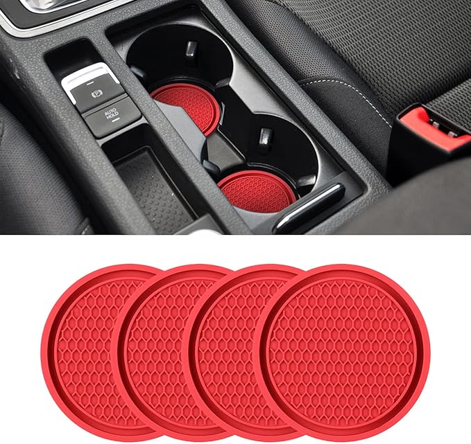 Car Cup Holder Coaster, 4 Pack 2.75 Inch Diameter NonSlip Universal Insert Coaster, Durable