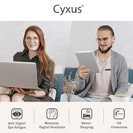 Cyxus 2 Pack Blue Light Glasses for Woman, Reduce Eye Strain and Migraine Perfect for Office and Programming Ultra-Light TR9O Frames for All-Day Comfort