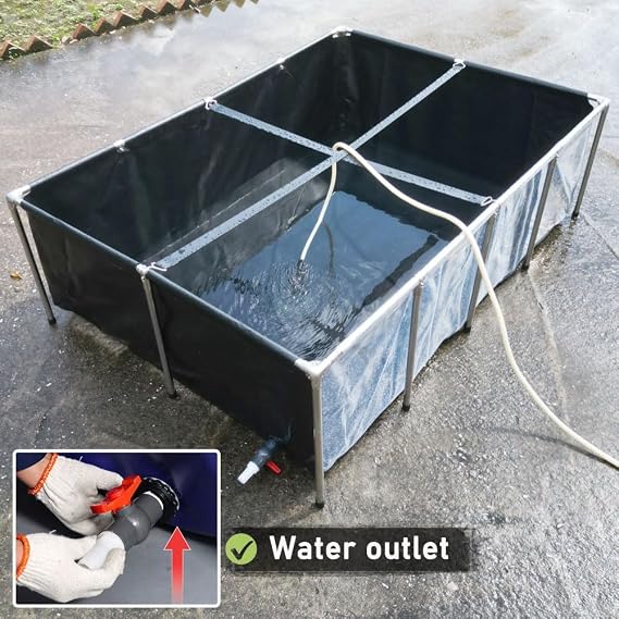 Aquarium Pool Pond,Collapsible Fish Ponds for Outside with Transparent Clear Viewing Panel,880 Gallon Fish Tank,PVC Canvas Above Ground Pond,Indoor/Outdoor Pond for Koi,Goldfish,with Drain Valve