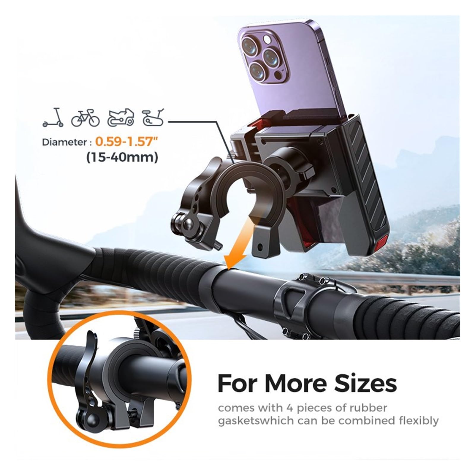 HOLIV Soporte Navegación GPS Soporte Universal para Teléfono De Bicicleta Y Motocicleta, A Prueba De Golpes, con Una Sola Mano, De 4,7-7 Pulgadas Suporte Telemóvel Moto