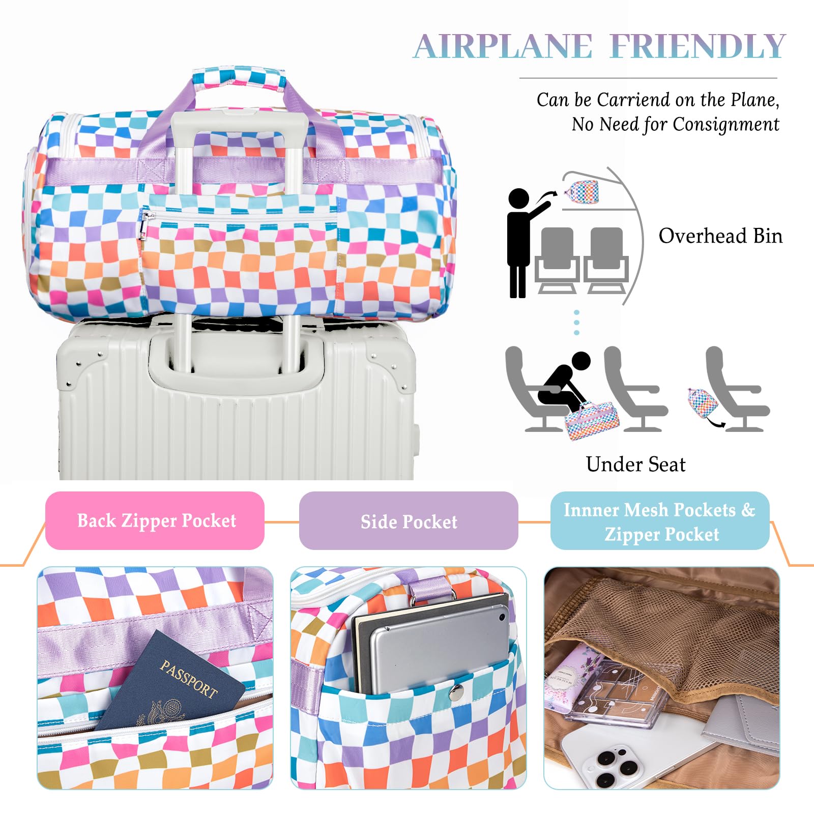 Bolsa deportiva de gimnasio para mujeres y hombres, bolsa de viaje grande con compartimento para zapatos y bolsillo húmedo, bolsa ligera de fin de semana, bolsa de entrenamiento para deportes