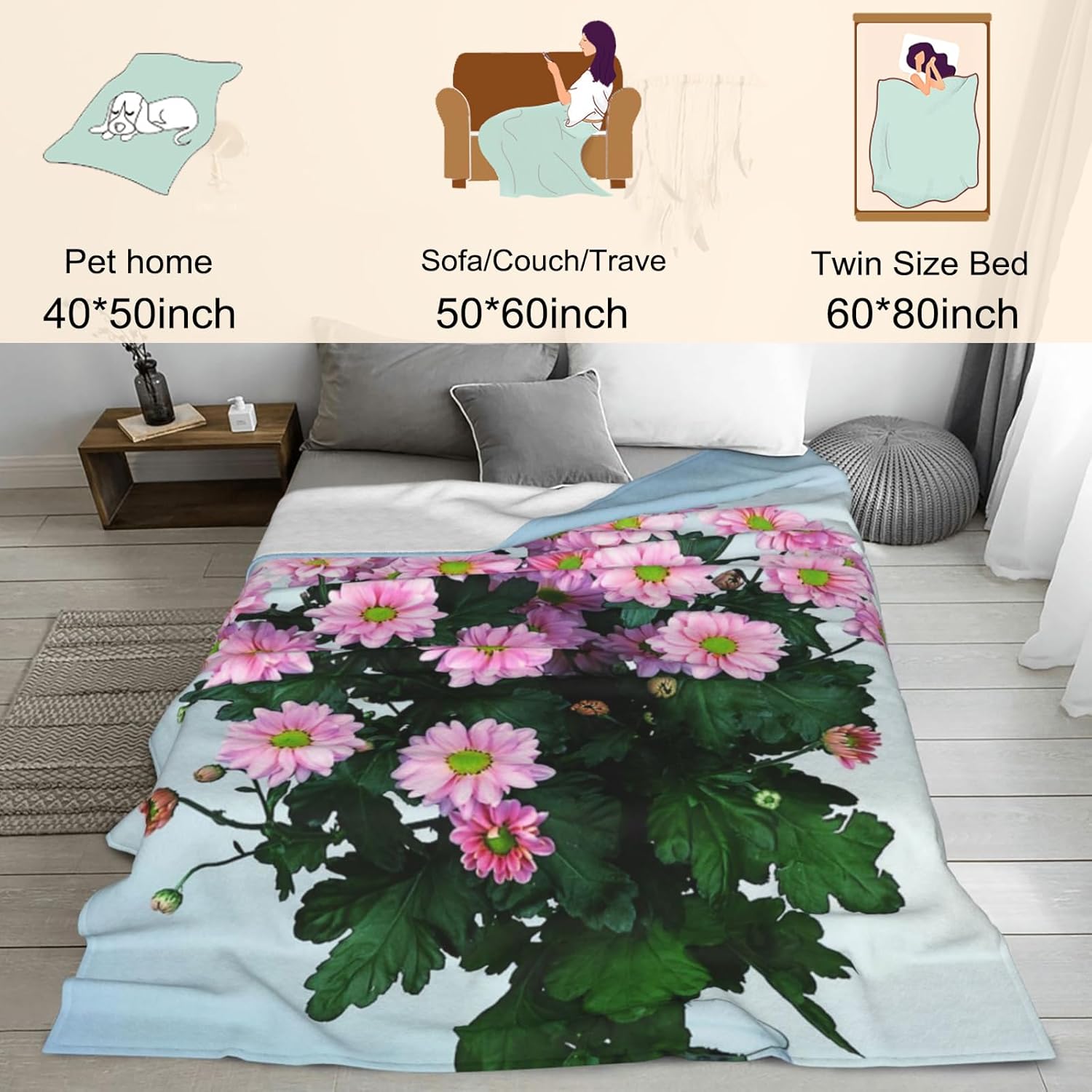 Capybara Blanket for Boys Kids Adults, Flannel Capybara Blankets Gifts, Stylish Don't Worry Capybara Throw Blanket for Sofa Couch Bed Living Room Soft Warm Cozy Capybara Decor 60"" x 50"" - Image 5