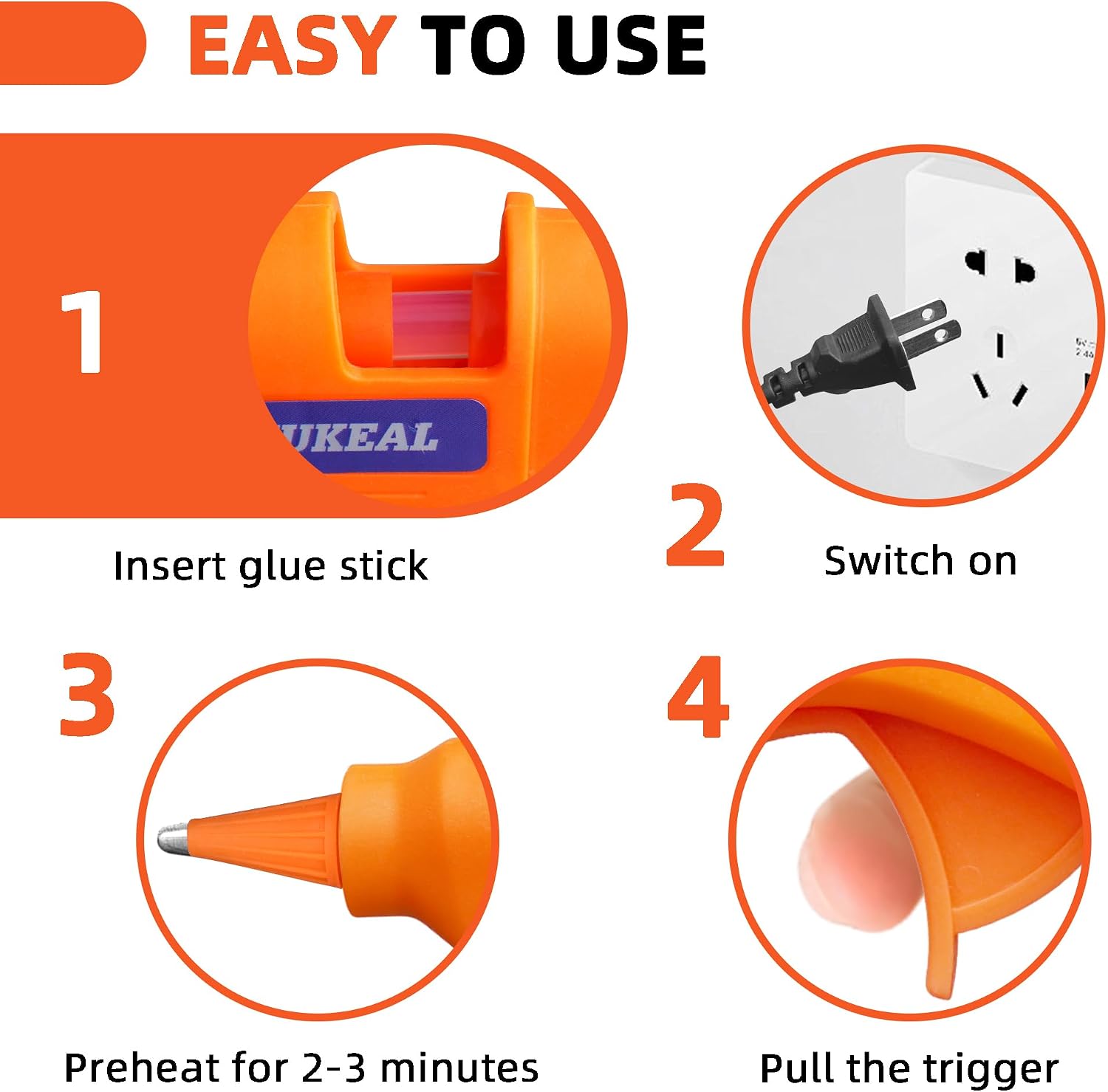 Hot Glue Gun Kit, NUKEAL Mini Melt Hot Glue Gun with EVA Carrying Case and 24 PCS Glue Sticks for Crafts, School DIY Arts, and Home Repair (20 Watts, Orange)