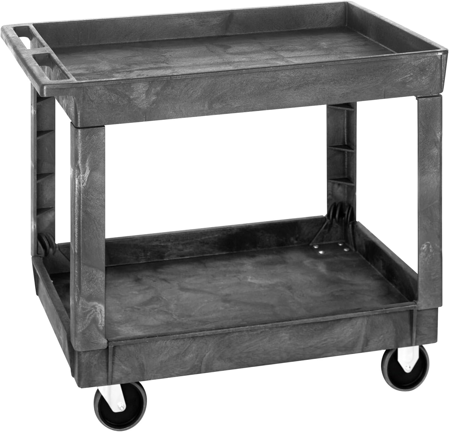 Quantum QFS-PFTC4026-33-2 Polymer Mobile Utility Cart, 2 Shelves, 550 lb Capacity, 40" W x 26" D x 32.5" H, Gray, Push Handle