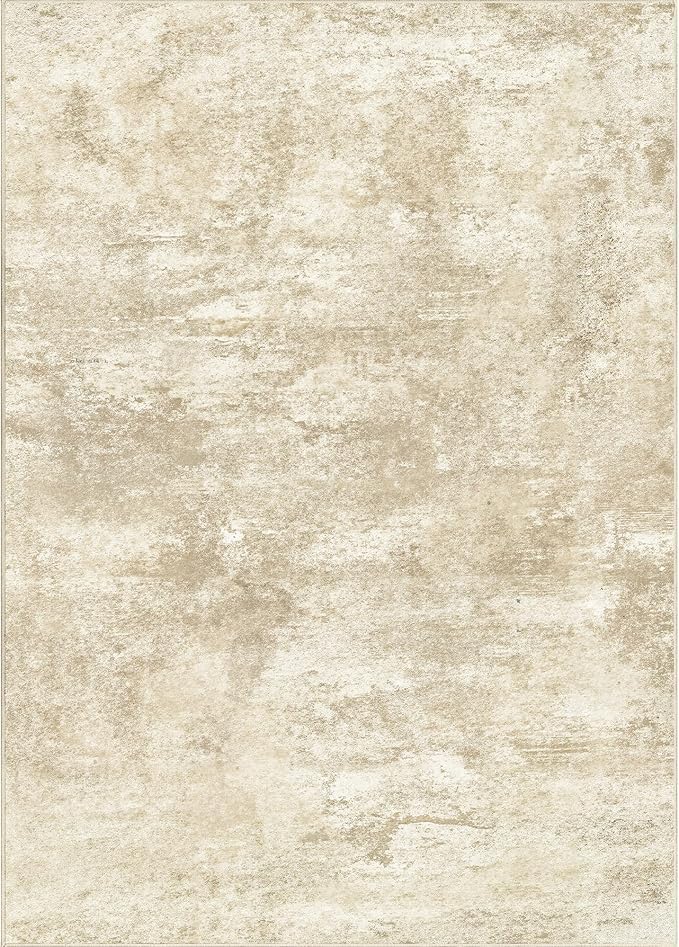 Tapis de salon beige abstract 120x160cm lavable à poils courts