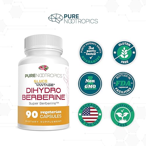 Miniatura 8 de Suplemento de dihidroberberina (GlucoVantage) 100 mg, 90 Cápsulas  Super Berberine