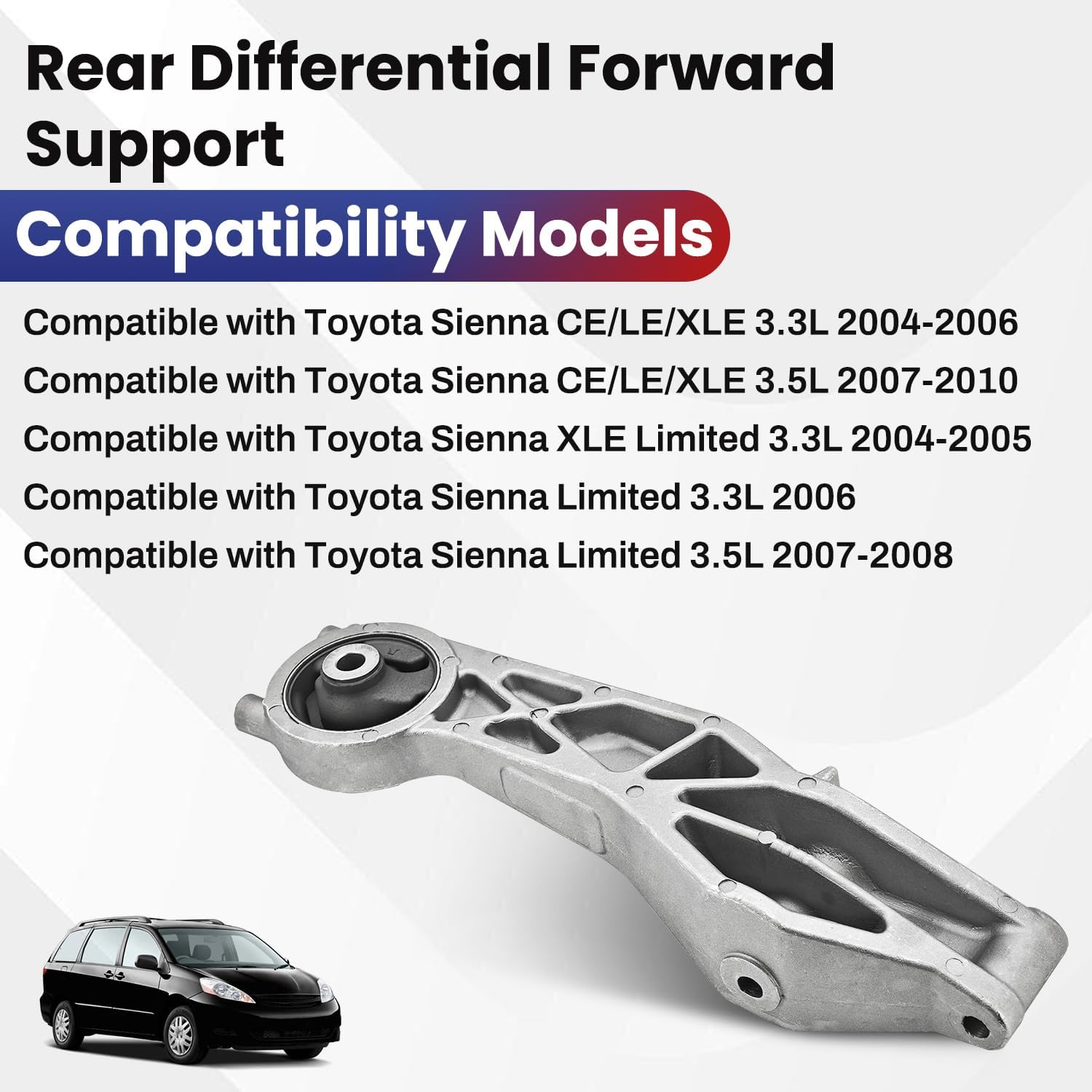 52380-45030 Rear Differential Forward Support Compatible with Toyota Sienna AWD 2004-2010 3.3L 3.5L V6 Replace# 5238045030