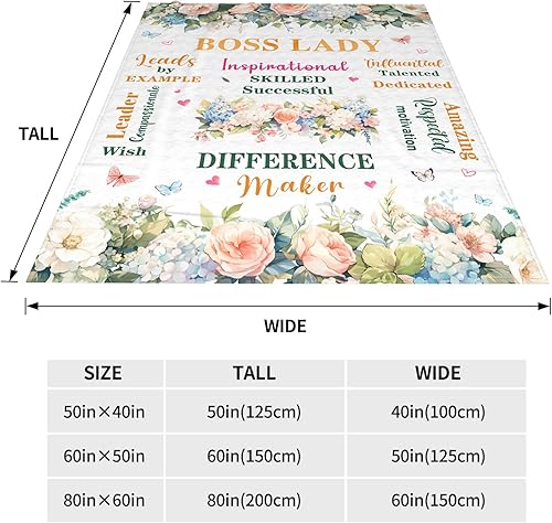 Miniatura 9 de Manta con diseño de jefa para mujer, manta de flores de 60 x 50 pulgadas para cumpleaños de jefe, Navidad, agradecimiento a la jubilación