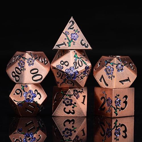 Miniatura 2 de DND - Juego de dados Dungeons and Dragons D20, dados de rayas metálicas con funda de regalo, juegos de dados poliédricos para juegos de mesa, dados