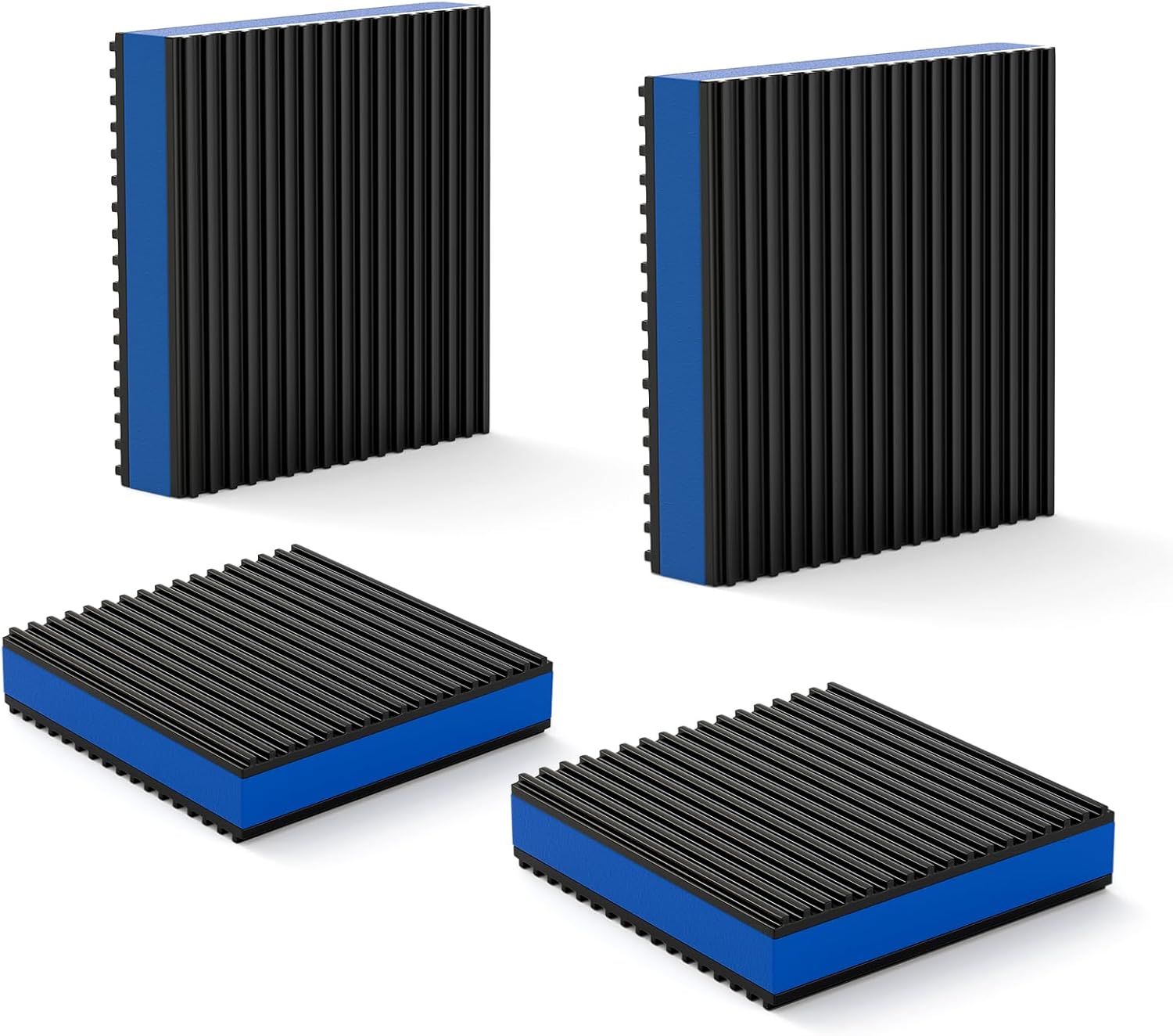 8Pcs Rubber Anti-Vibration Pads, 4"x4"x7/8" Heavy Duty Vibration Isolation Pads, Sound Isolation Ribbed Rubber Mats with EVA Center for Air Conditioner,Compressors,HVAC,Treadmill,Washer,Dryer