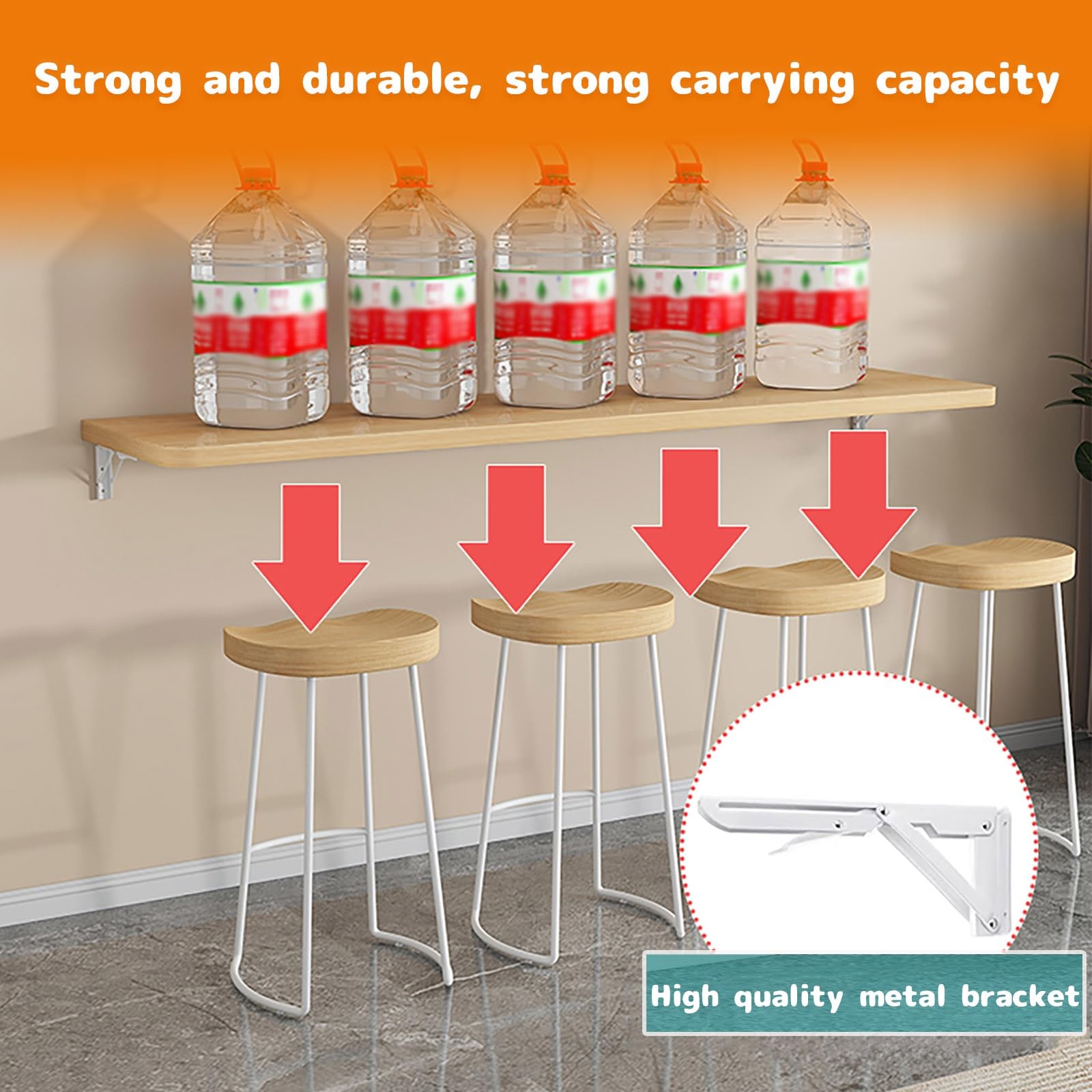 Klapptisch Wand Wandklapptisch Massivholzmaterial Esstisch KüChentisch FüR Die Wand Bartisch Stehtisch Wandtisch Tisch Klappbar Zur Wandmontage Platz Sparen (80x40cm)