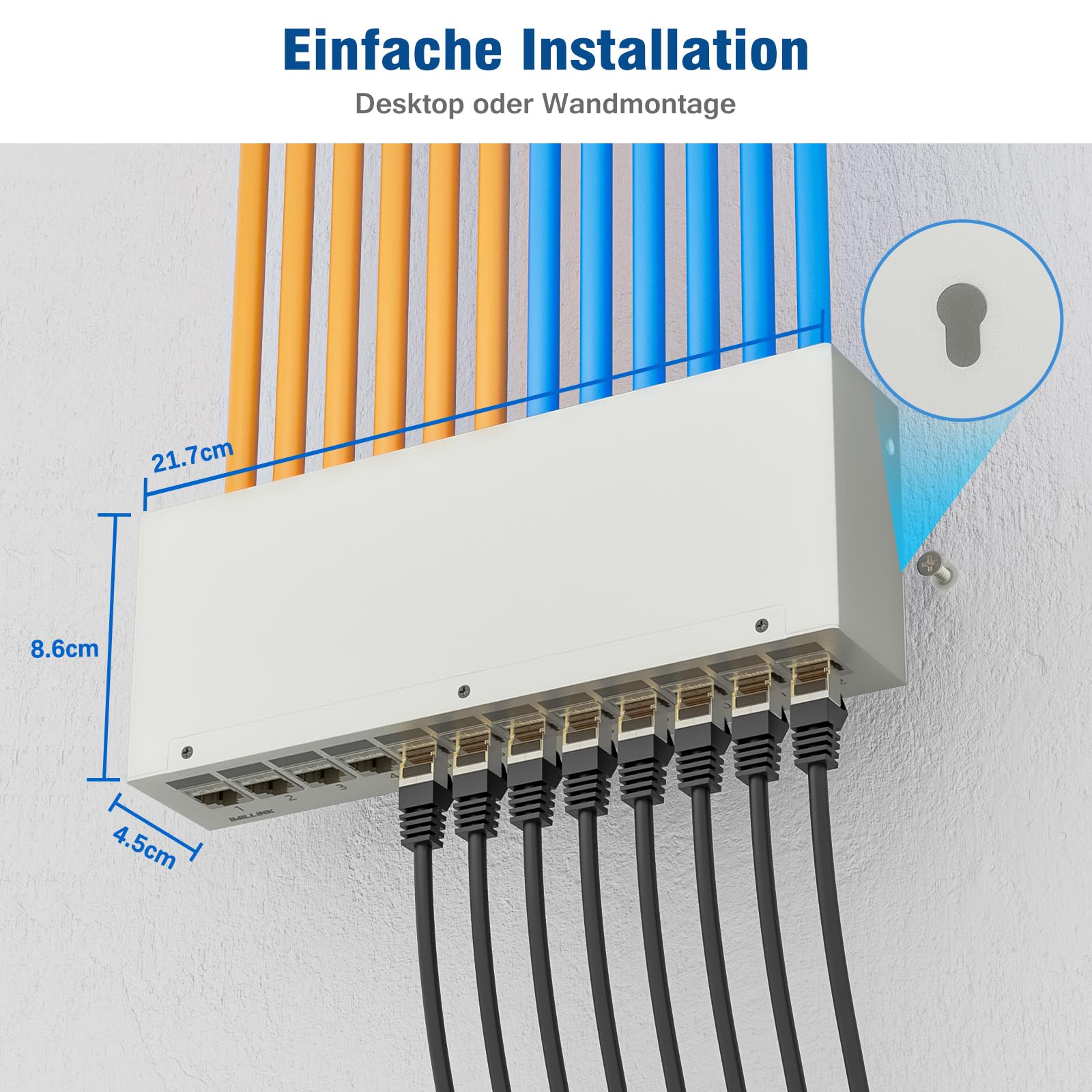 iwillink Panneau de brassage 12 ports 1 HE avec modules Keystone CAT 7 RJ45 Blanc