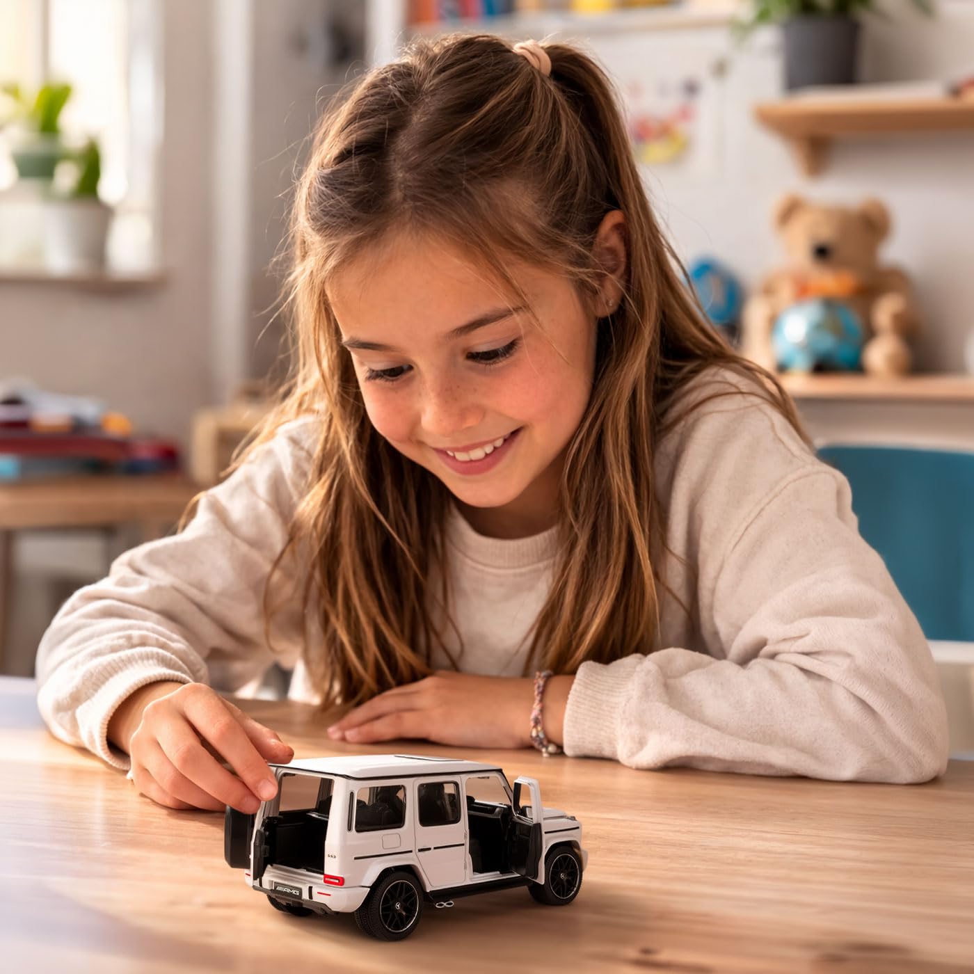 JAMARA Mercedes-AMG G 63 Diecast 402265 Voiture Miniature en métal à Collectionner Blanc 1:24 Idée Cadeau