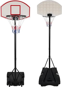 F2C Basketball Hoop System Height Adjustable 76" to 98" Grow-to-Pro Portable Stand Goal W/Net, 28" Backboar d& Wheels Indoor/Outdoor