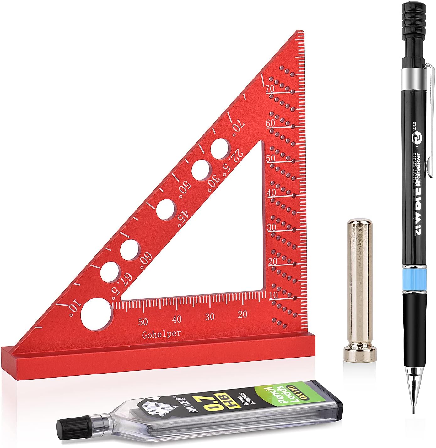 Small Square Tool Metric with 0.7mm Mechanical Pencil Fixed Miter Angle