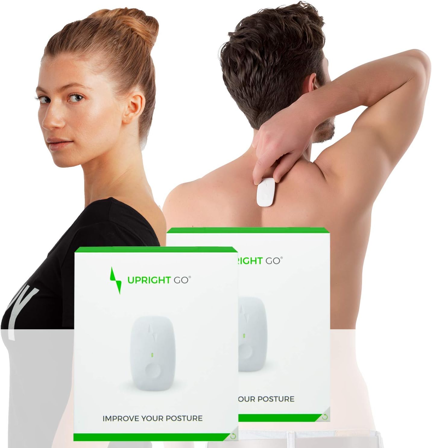 Upright GO Double Pack | Posture Trainer and Corrector for Back | Strapless, Discrete and Easy to Use | Complete with App and Training Plan | Back Health Benefits and Confidence Builder
