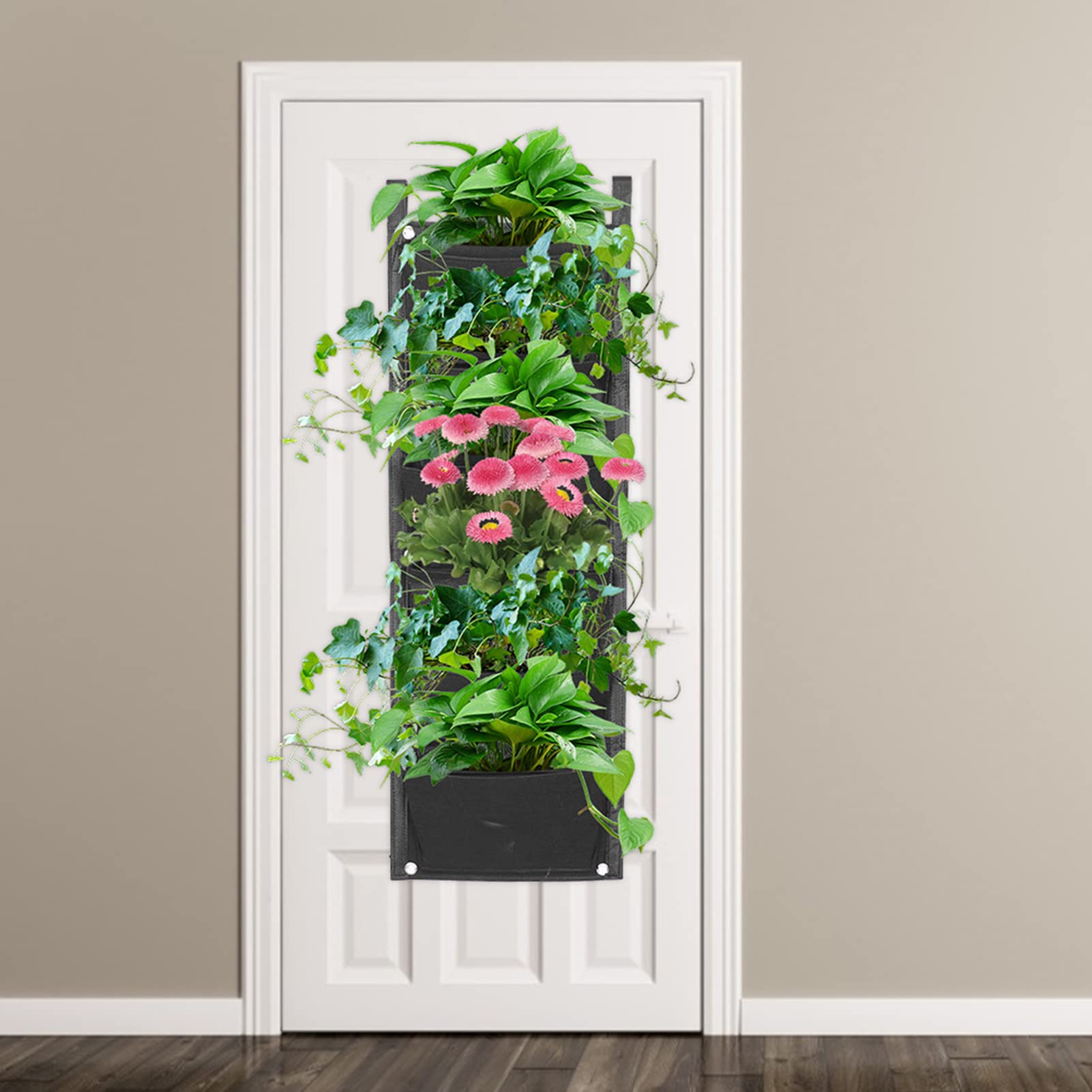 ACTOYS Jardin Vertical Pared Bolsas, 4 Bolsillo Bolsa Plantas, 2PCS Jardinera Para Colgar En El Balcon, Bolsas De Cultivo De Plantas Para Jardines Decoración Del Hogar Exterior Interior