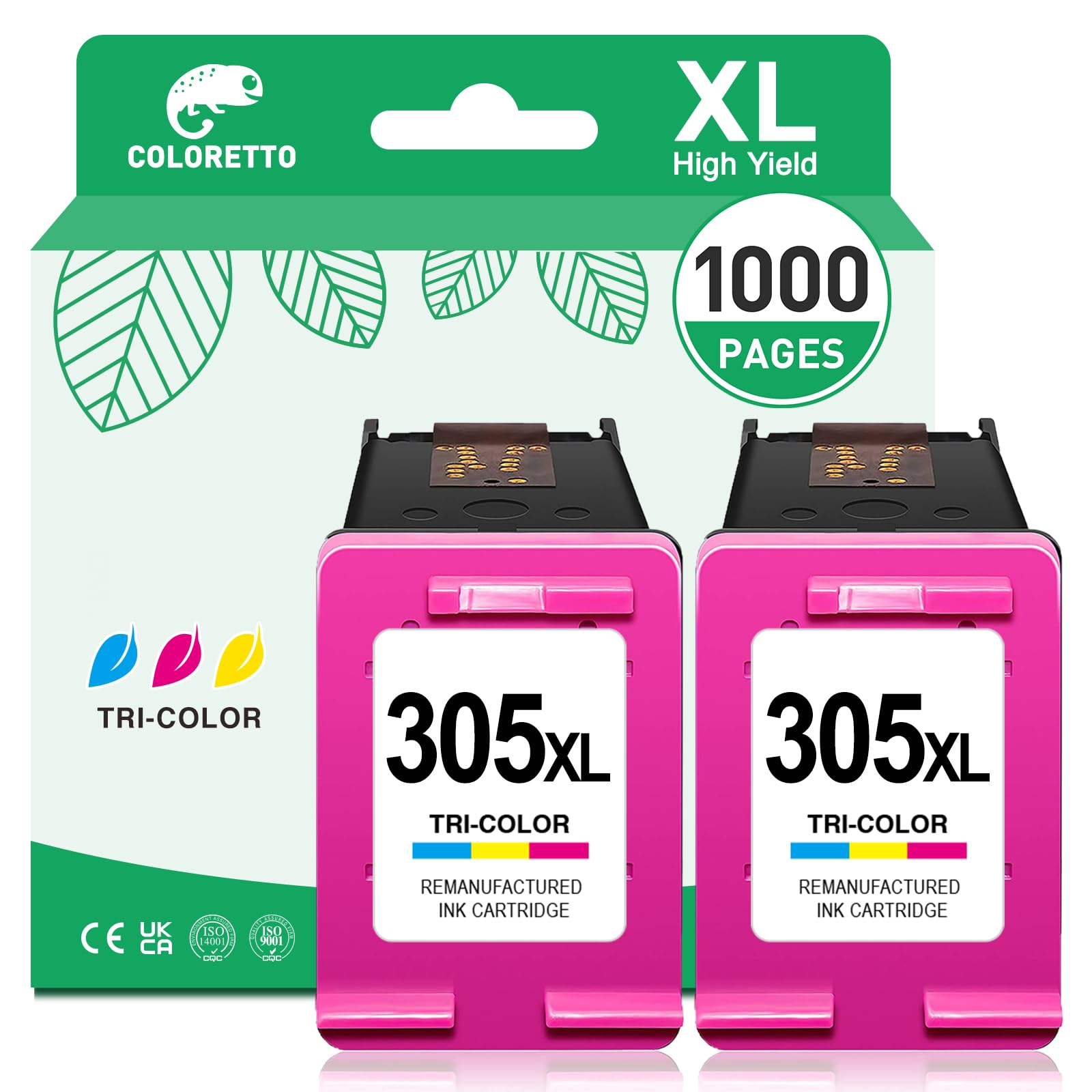 COLORETTO 305 XL Ink Cartridge 305 Color with DeskJet 2820e 2800e 2810e 2821e 2823e Deskjet 4200e 4210e 4220e 4222e 4230 2800 2810 2820 2821 2822 2822 823 4 200 4210 4220 4222 4230 305XL Tri-Color Pack