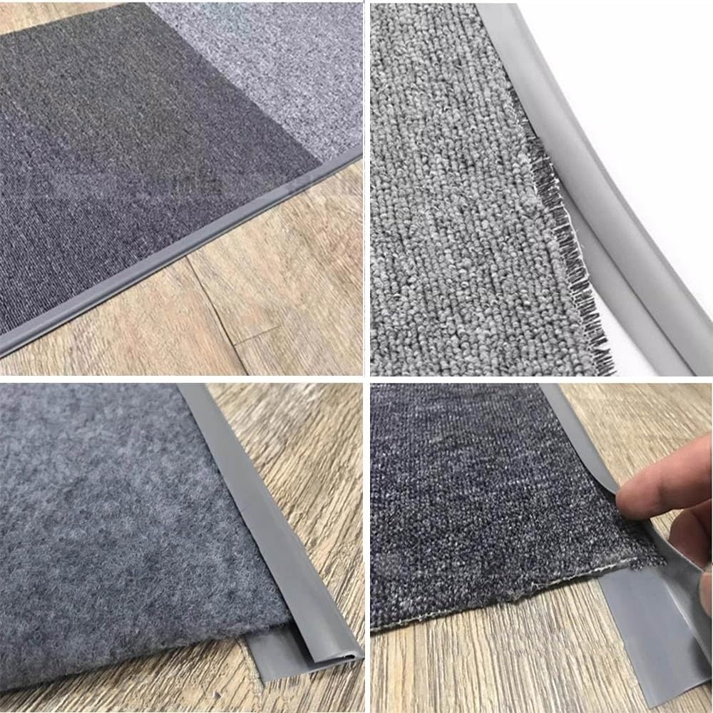 Bande adhésive en PVC - 8 mm - Réglage de la hauteur - Profil de sol personnalisable - Pour carrelage et moquette - Gris - 9 m / 30ft