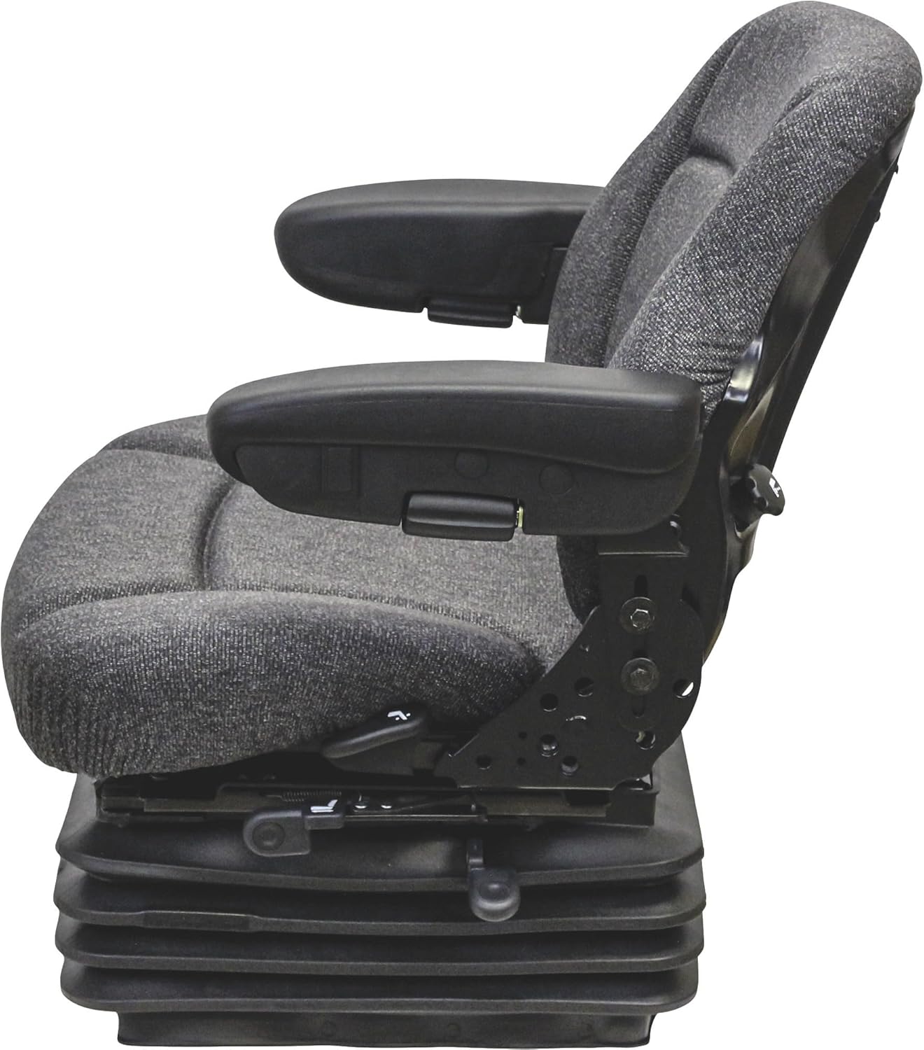 K&M Uni Pro KM 1003 Deluxe Seat and Suspension with 12 Volt Compressor - Fabric, Gray, Model Number 7915