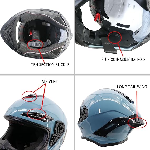 Motorcycle Helmets DOT Approved Full Face Motorcycle Helmet with Sun Visor 2 piece for Adults Men Womenfor Street Scooter