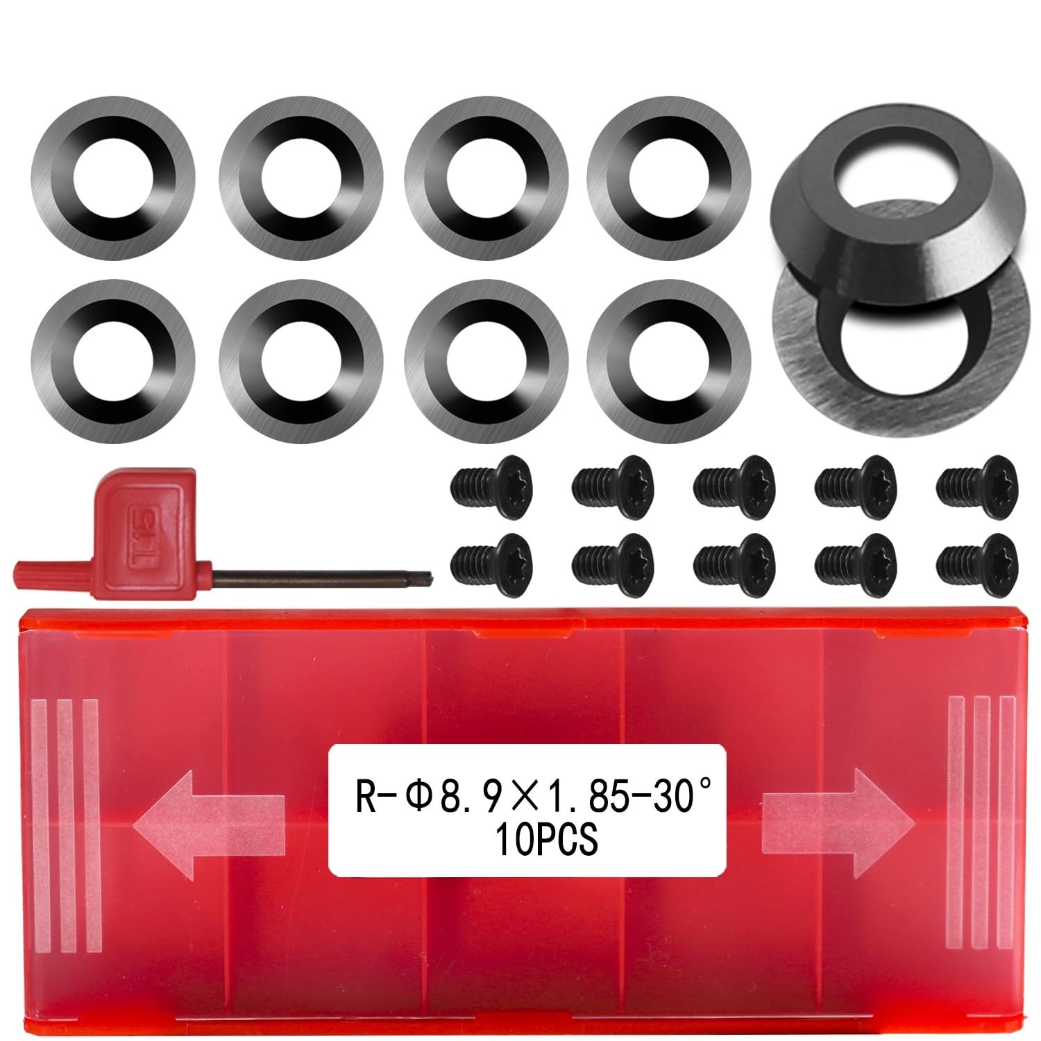 Wymienne wkładki z węglika spiekanego 8,9 mm 12 mm 15 mm 16 mm 18 mm okrągłe wkładki z węglików spiekanych frezy do narzędzi tokarskich, 10 sztuk (B 8,9 x 1,85 mm)