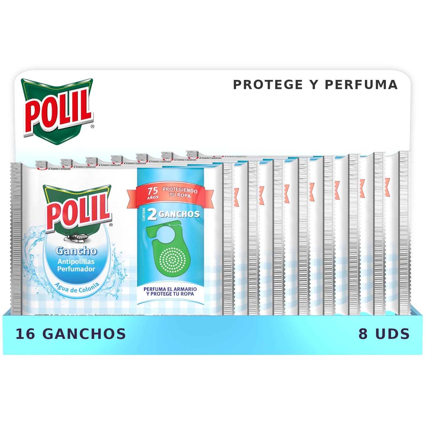 Polil Raid Pack Ganchos Perfumados Colonia - Aromatiza y protege tus prendas, 16 Unidades