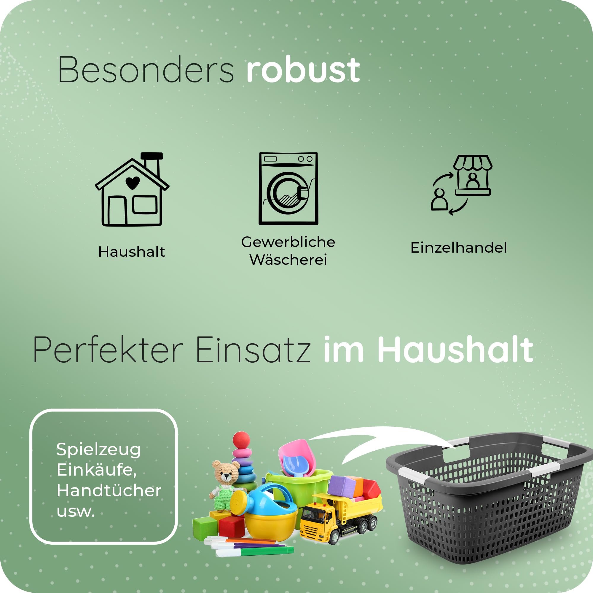 Novaliv 3 Stück Wäschekorb mit 4 Griffen 40L Anthrazit, Wäschebox Set Wäscheeimer Wäschebehälter für Bad Wäsche Schmutzwäsche, Wäschekörbe Laundry Basket Aufbewahrung Korb Sammler Box