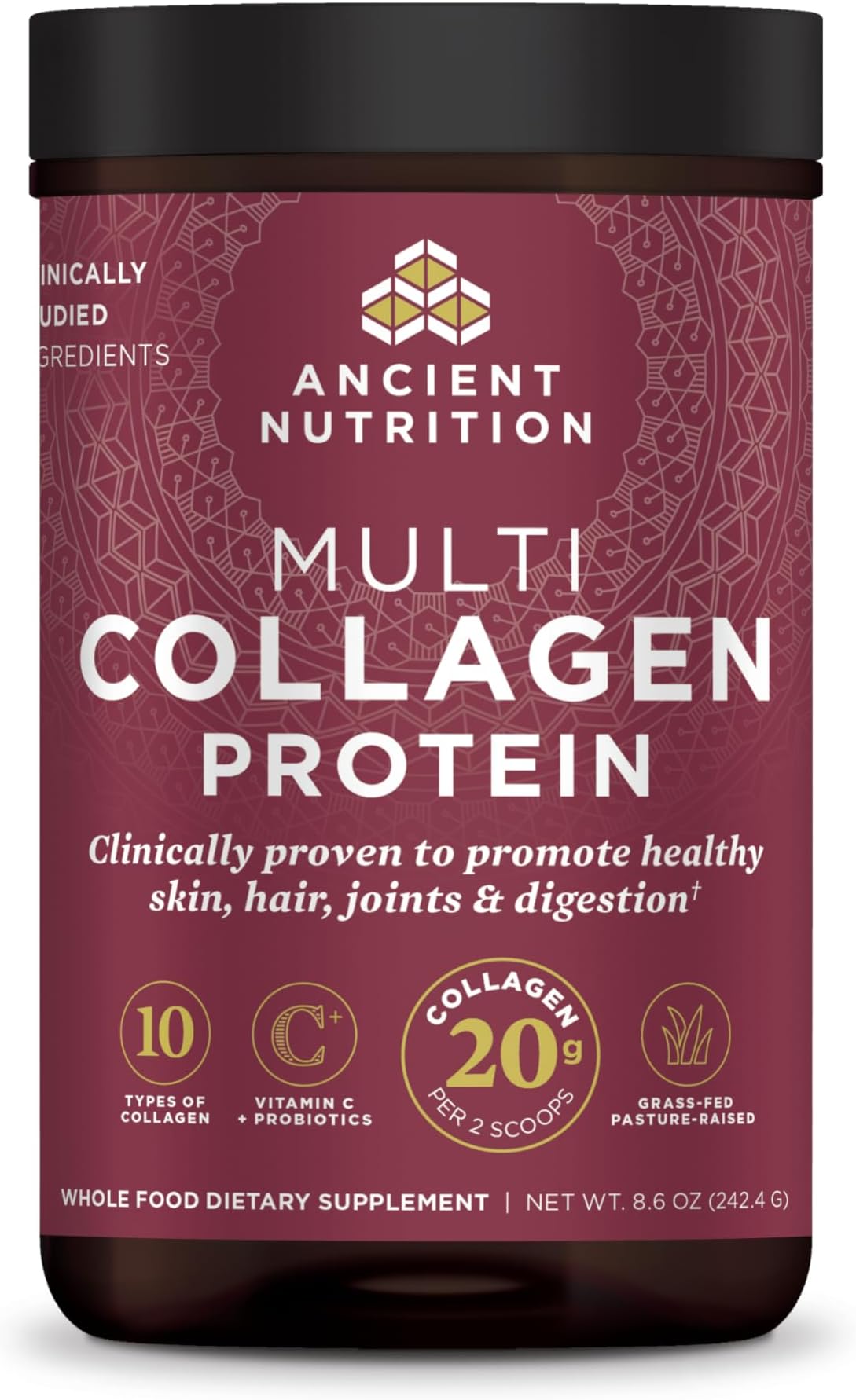 Multi Collagen Powder Protein with Probiotics Unflavored (Unflavored, 24 Servings)