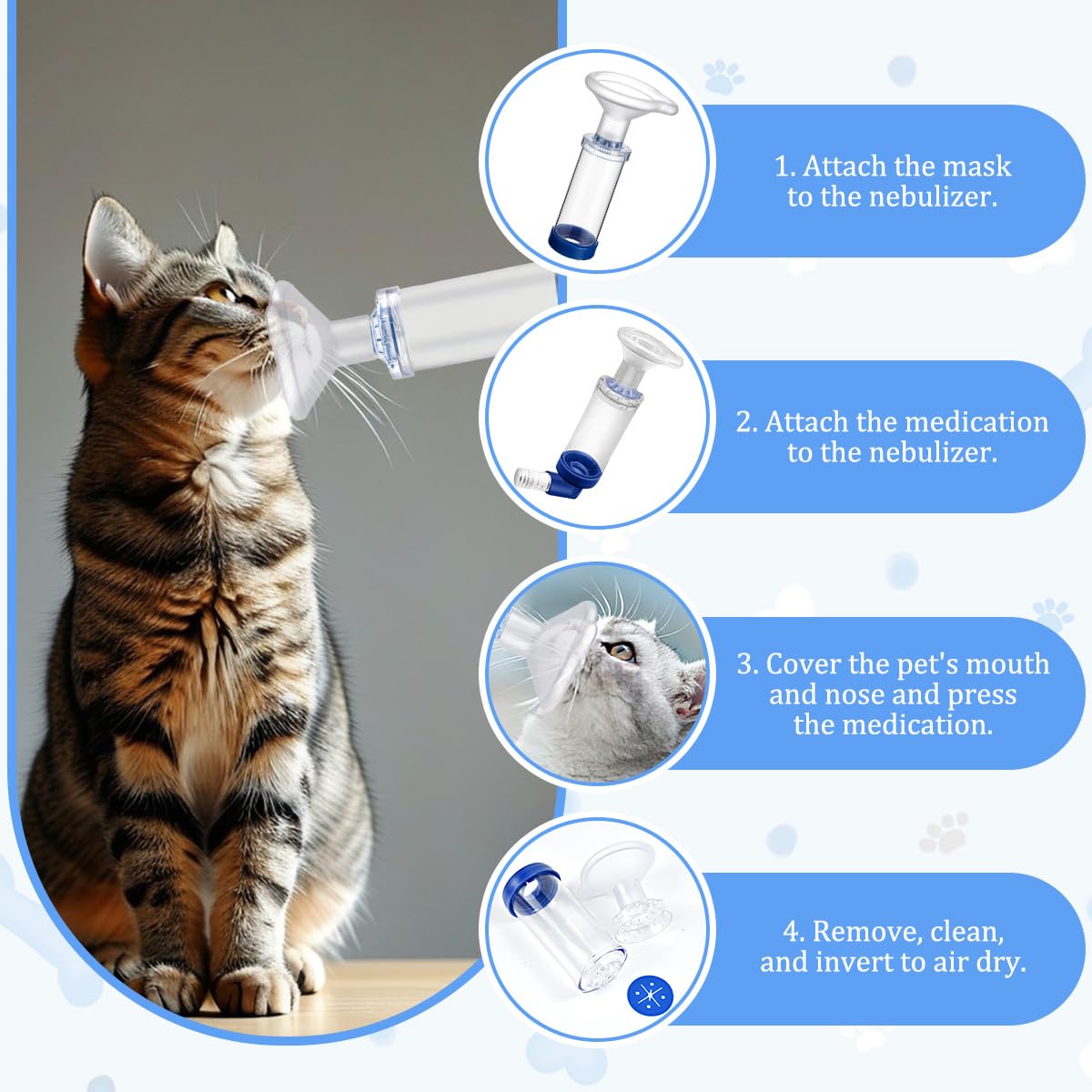Aerosolkammer Inhalator für Haustiere Inhalationsgerät Aerosolkammer Medikamentenverabreicher Aerosol Inhalator mit Masken hilft Haustieren Inhalator Spacer Katze pet für Katzen und Hunde