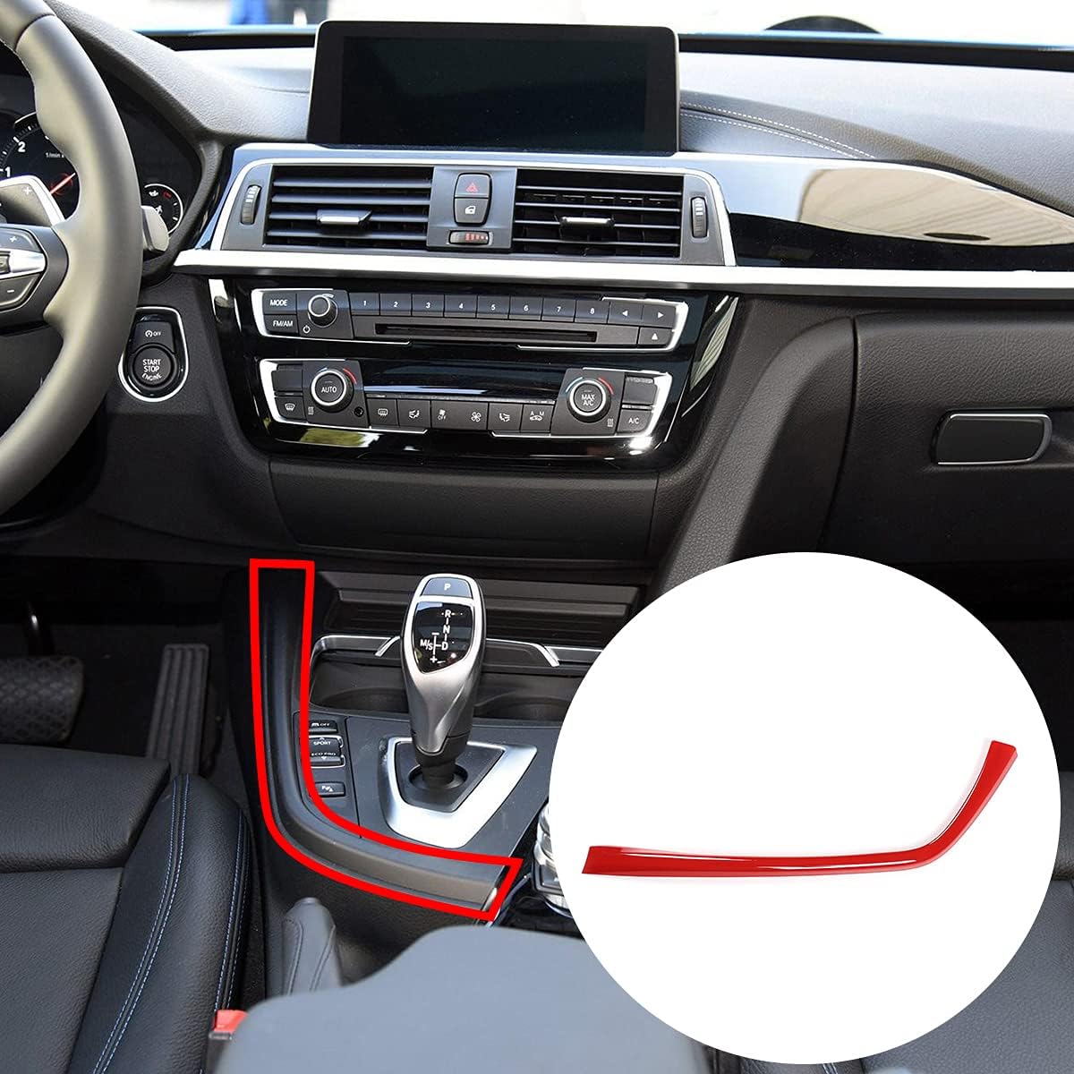 YIWANG 100% Real Carbon Fiber Car Gear Shift L Shape Strips Trim for BMW 3 4 Series GT F30 F32 F33 F362013-2019 Left Hand Drive (Silver)