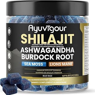 Ayuvigour Pure Himalayan Shilajit Gummies For Men & Women 60ct - 100% Pure Gummy with Fulvic Acid - Potent & Lab Accepted