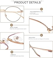 Vista 2 de ANDWOOD Gafas de bloqueo de luz azul para mujeres y hombres, computadora de cara pequeña, bloqueador de luz azul transparente, marco de metal súper