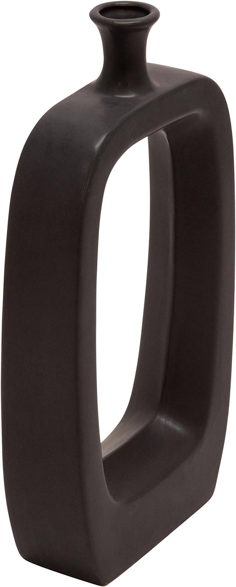 Sagebrook Home Novel Ceramic Table Vase for Home or Office Décor, Square Shape, Matte Black, 10 L x 3 W x 18 H Inches