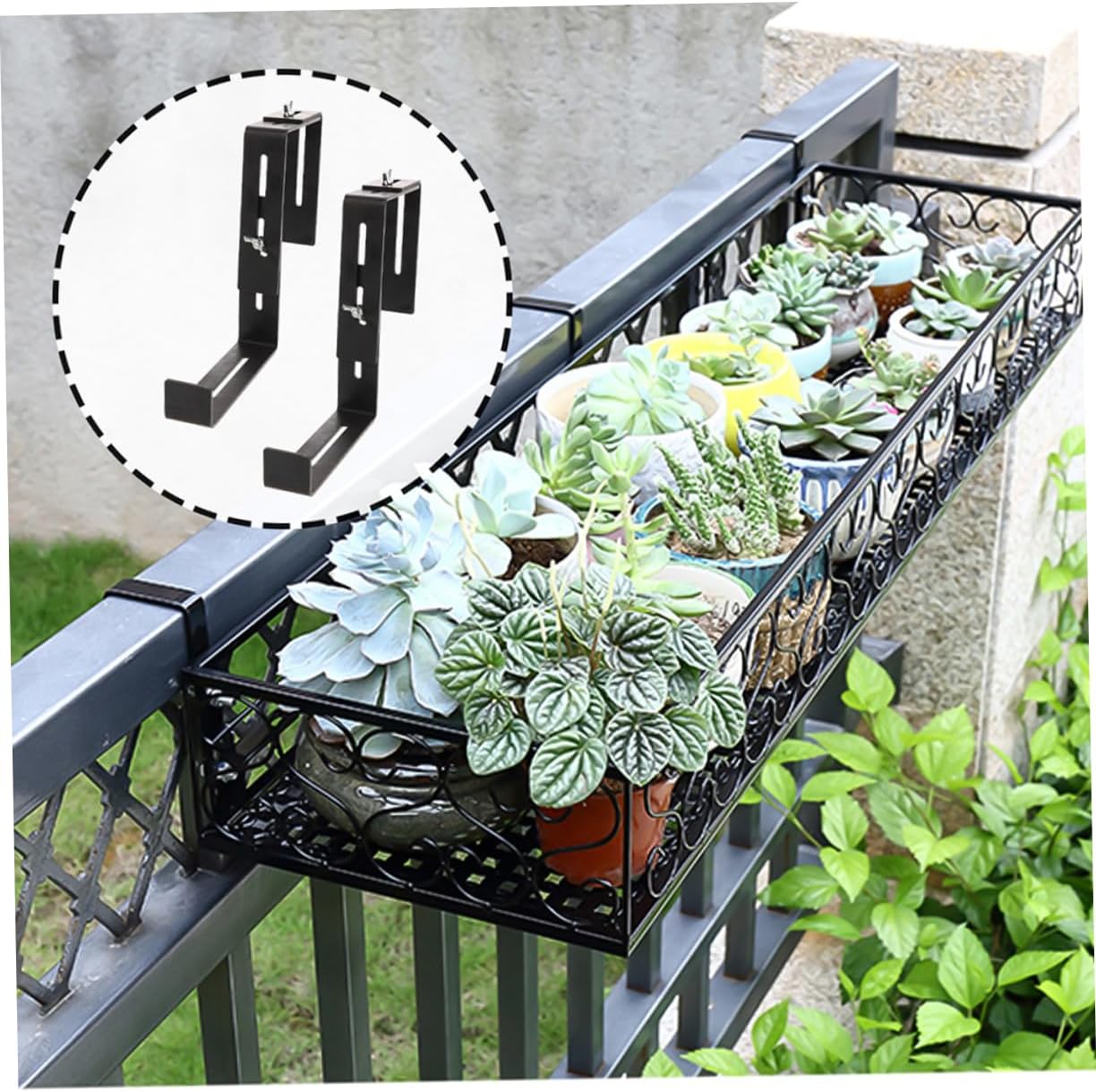 4Pcs Plant Pot Holders Durable Planter Brackets for Railing Balcony and Garden Use Fits Flower Pots Easy Installation and Strong Bearing Capacity