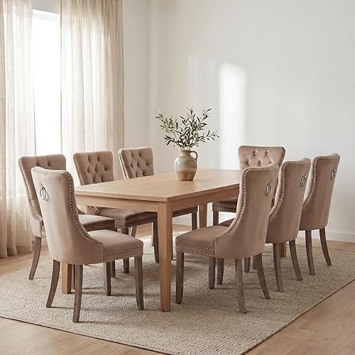 Miniatura 55 de Sillas de Comedor Juego de 4 sillas de comedor de terciopelo azul claro, Silla tapizada de tela para cocina y comedor, sillas de comedor modernas de