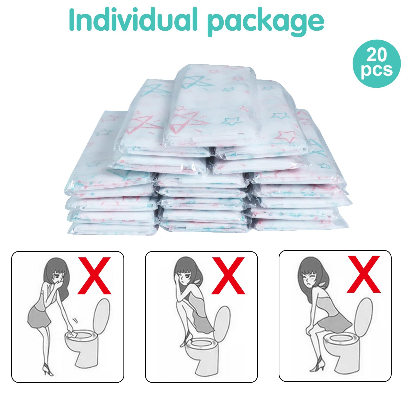 Copriwater Monouso Antibatterico Copri Sedili Impermeabili usa e getta per WC Portatili Toilette da Viaggio e Campeggio 20pcs