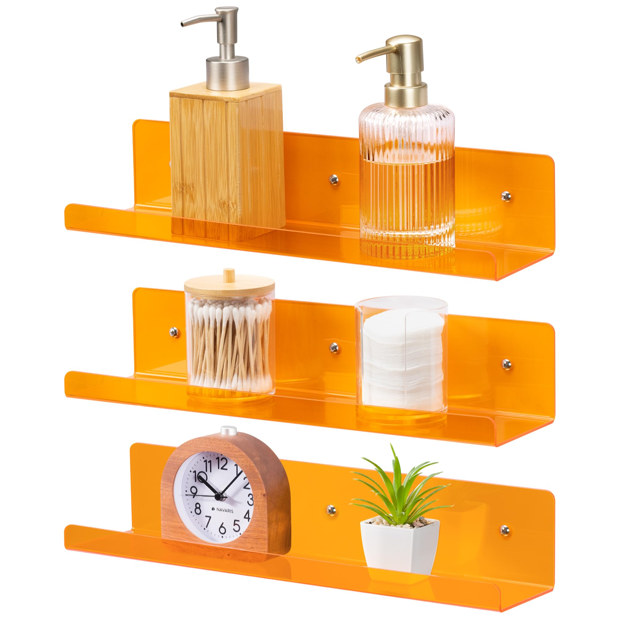 MILUKA Acryl Wandregal 2er Set – 60x15 Cm Transparente Schweberegale Für Bücher, Deko & Pflanzen