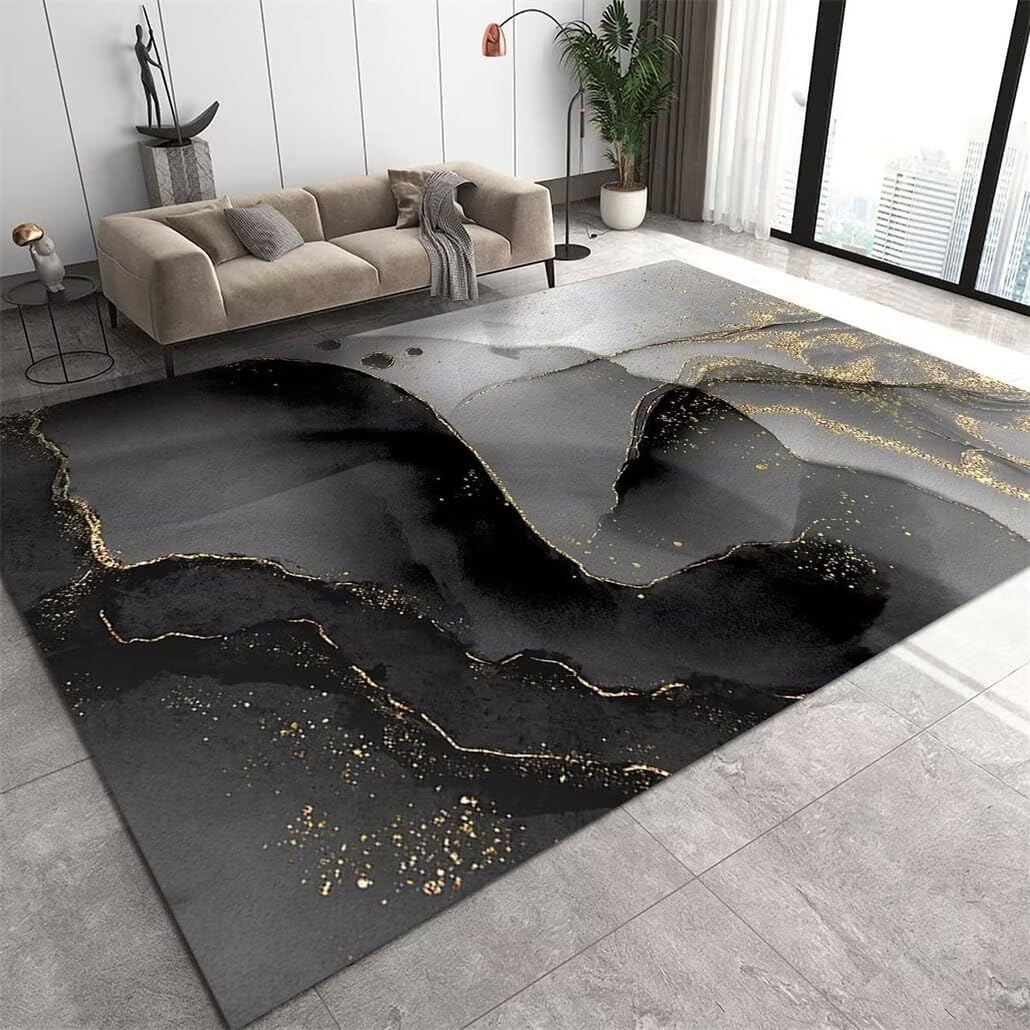 Tapis salon poil court antidérapant et grand tapis de couloir gris