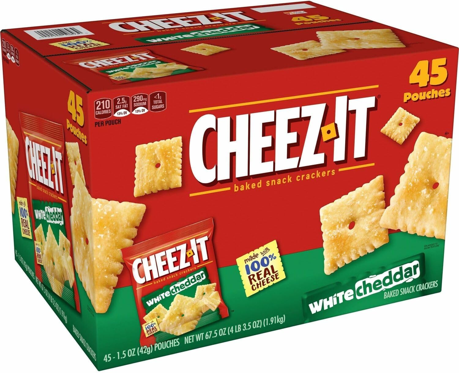 Cheez-It Sunshine 10892 Crackers, 1.5 oz Bag, White Cheddar, 45/Carton