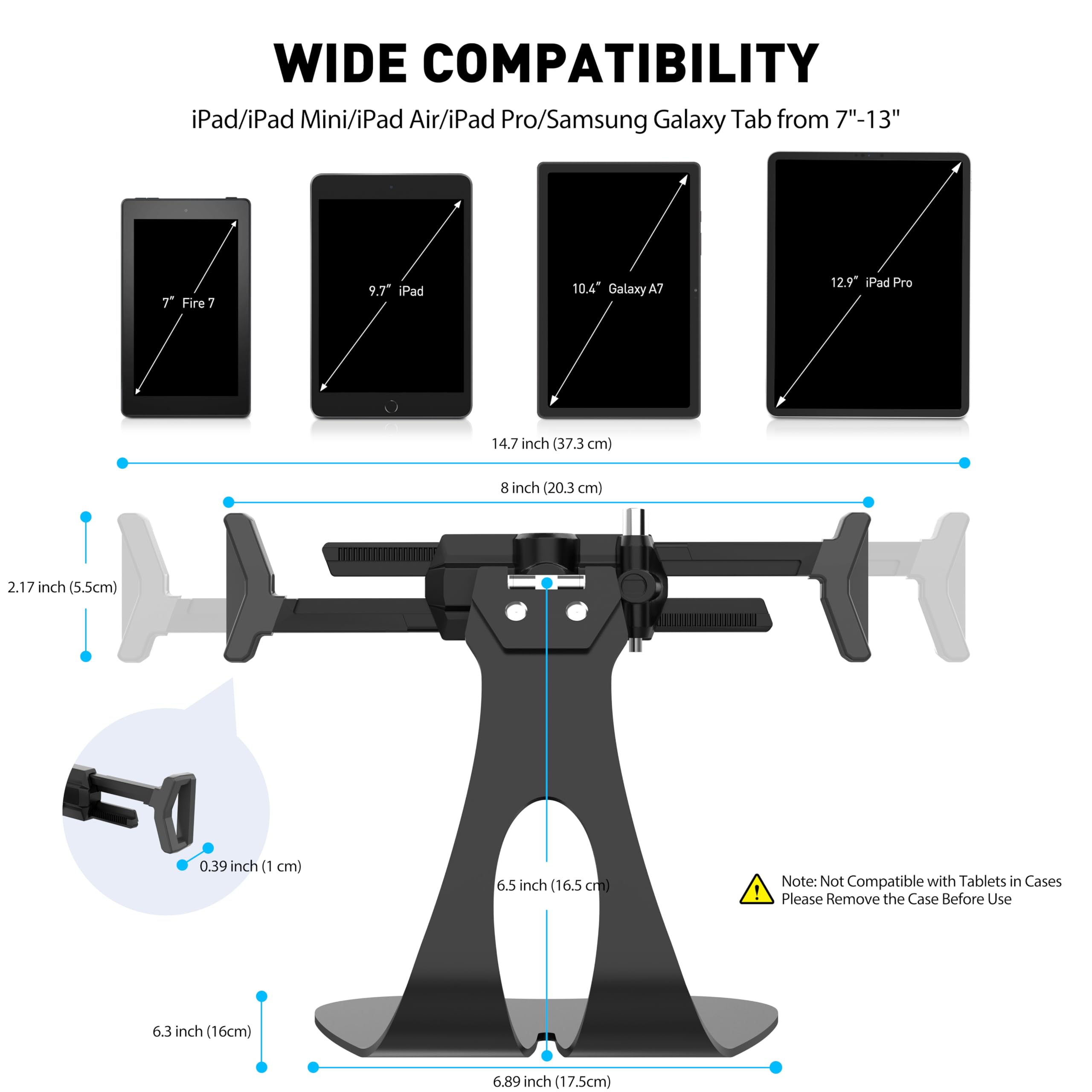 AboveTEK Diebstahlsicherer iPad-Ständer, Universeller POS-Tablet-Ständer, Diagonal iPad-Halterung für 7-13 Zoll, Galaxy mit Sicherheitskabel, 360° Drehung für Geschäft & Einzelhandel