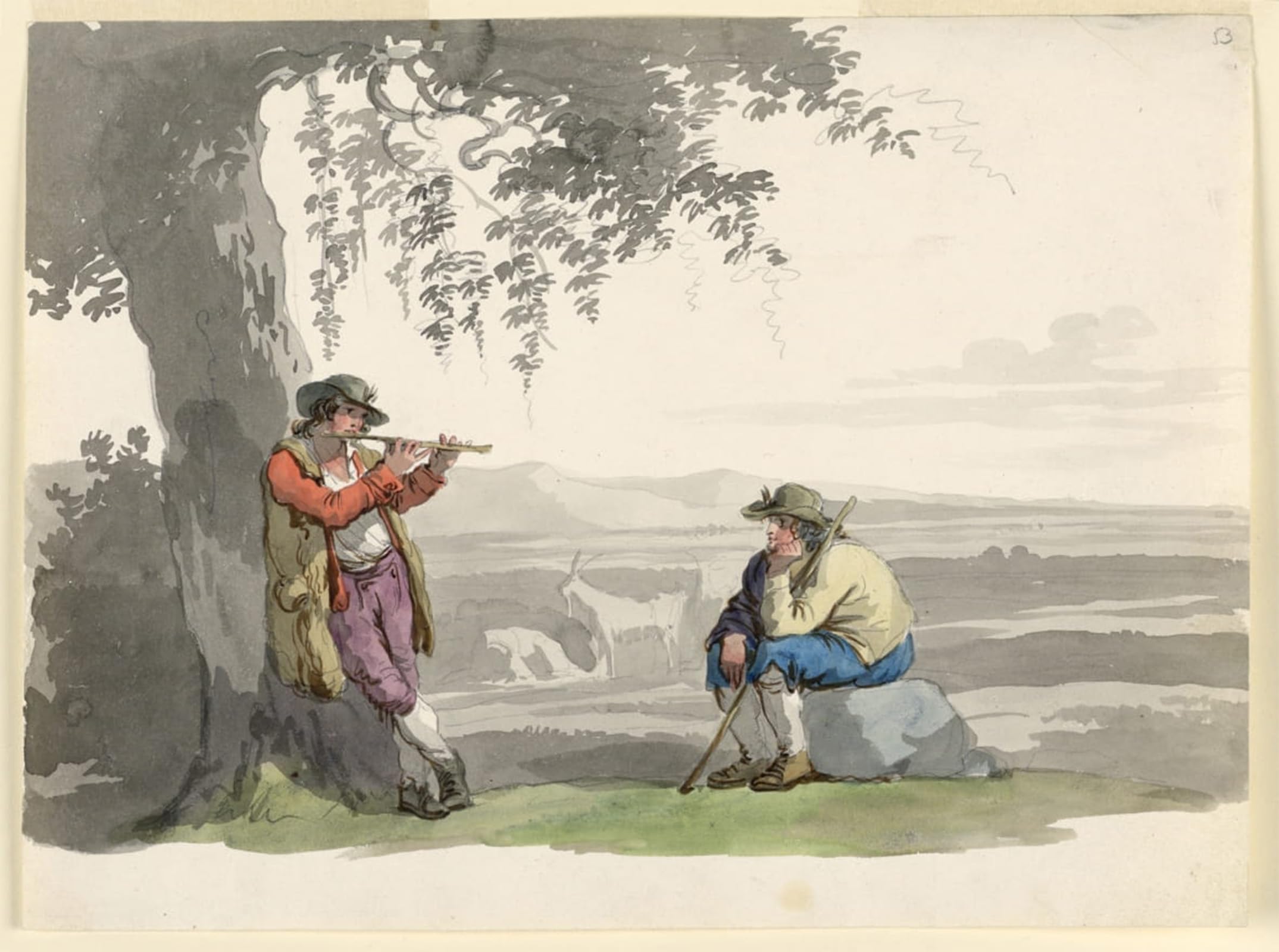 ARTXLXXBN Famous Art Print Poster Vintage Wall Art Two Shepherds in the Campagna by Bartolomeo Pinelli Canvas Art Poster for Home Decor 60x90cm