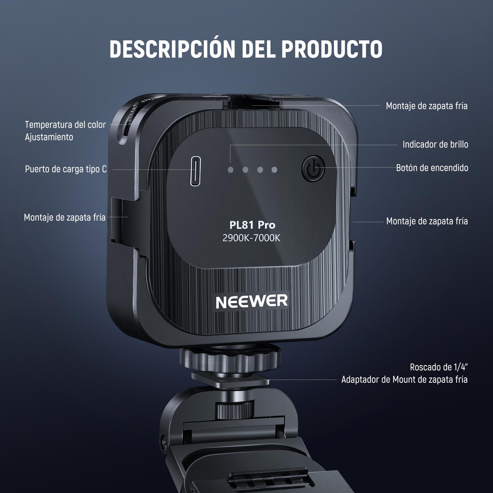 NEEWER Luz Streaming LED Profesional con Windows & macOS Software Control, 2 en 1 Monitor Mount y Soporte, 2900K-7000K Tonos Anchos Iluminación de Cámara Web USB para Videoconferencia Zoom PL81 Pro