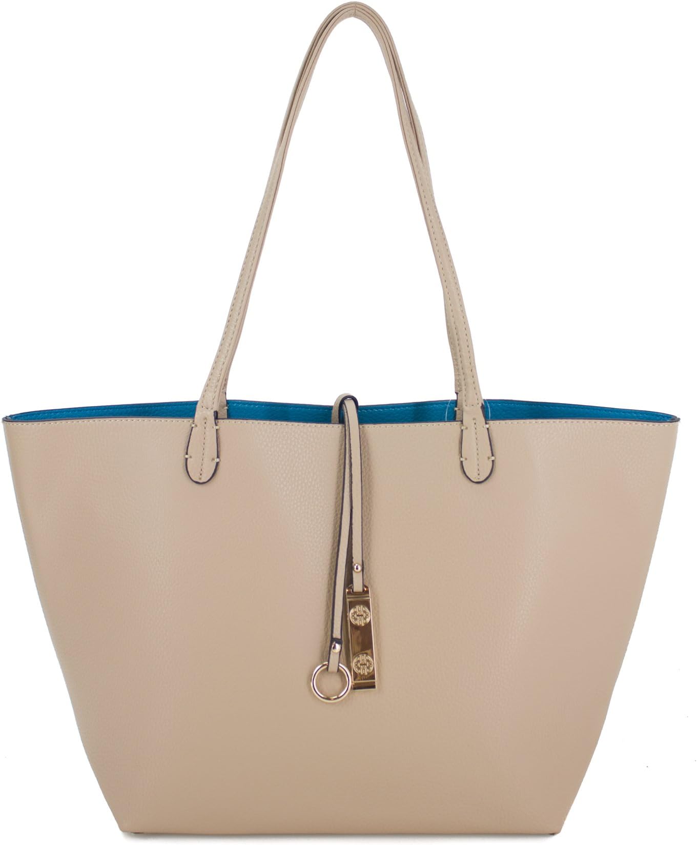 Collection Reversible 2 in 1 Fashion Tote Handbag with Pouch (Beige)