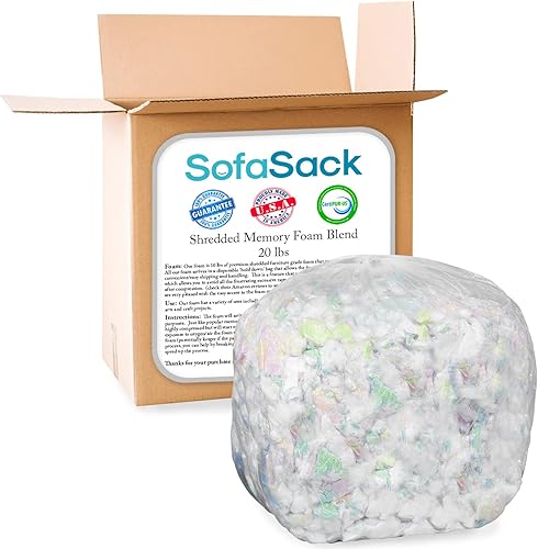 Miniatura 4 de Sofa Sack Recambio de espuma triturada relleno de espuma viscoelástica para bolsas de frijoles, camas y almohadas para perros, 20 libras, multicolor