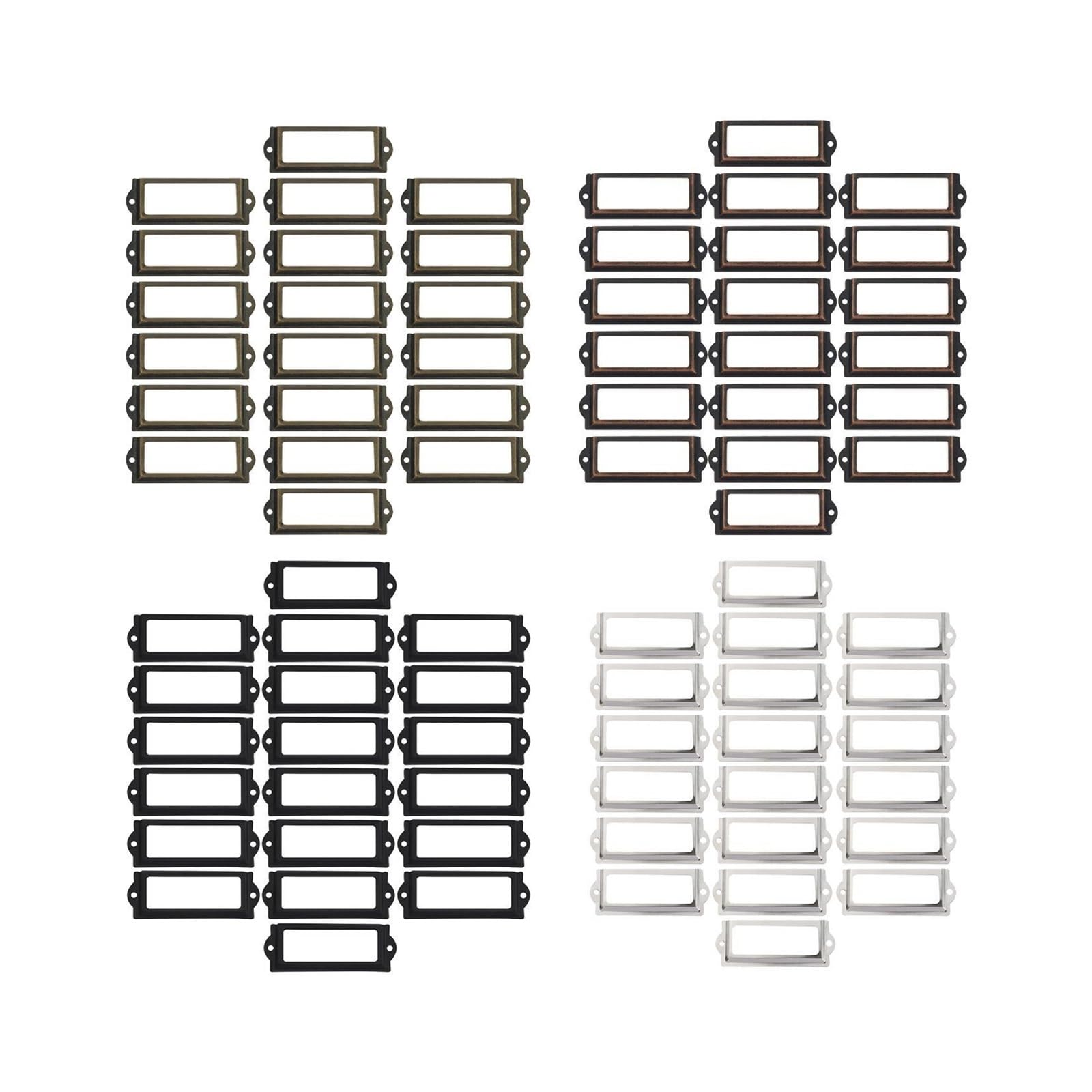 Cidegoo Black 100Pcs Iron Label Holder Frames With Screws For Drawer Tags Name Card Closet