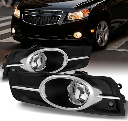 Luces antiniebla de marco biselado transparente cromado para lado del choferpasajero, lámparas con cableado, foco, interruptor, relé, para Chevy